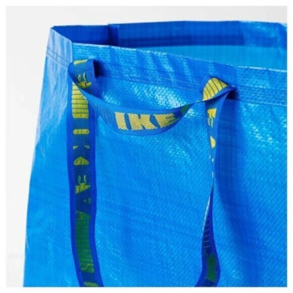 IKEA FRAKTA Large Blue Reusable Folding 19-Gallon Tote Bag New 21" x 14" x 13" - Picture 5 of 7